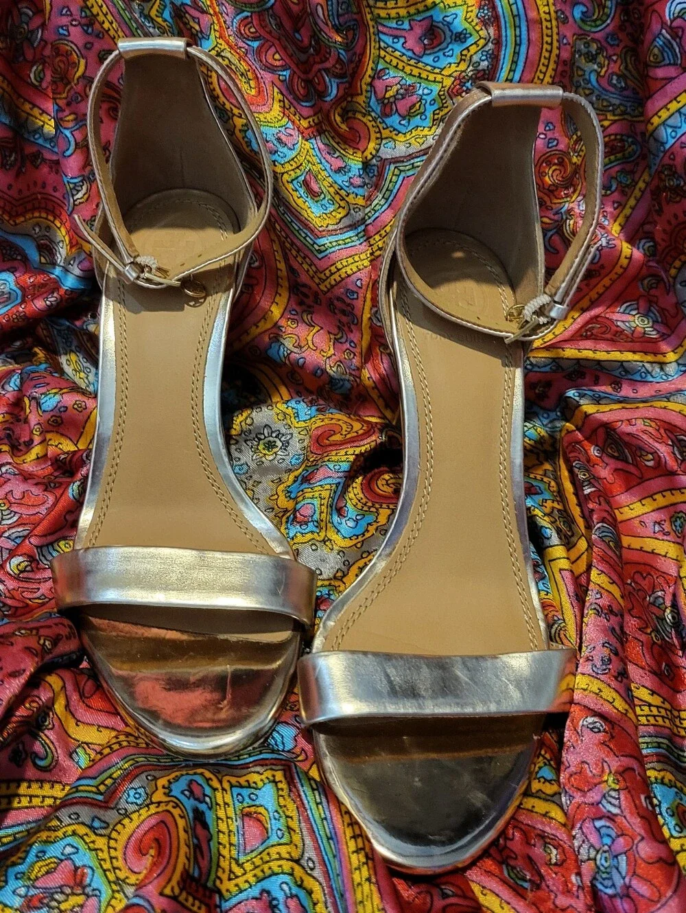 Tory Burch Ellie Rose Gold High Heel Ankle Strap Sandals Shoes Women's Size 6.5
